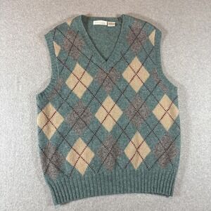 Brian MacNeil Sleeveless Shetland Wool Sweater Vintage 80s Blue V Neck